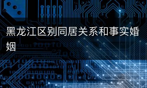 黑龙江区别同居关系和事实婚姻