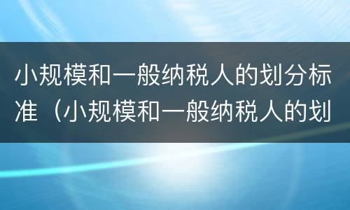 小规模和一般纳税人的划分标准（小规模和一般纳税人的划分标准最新）