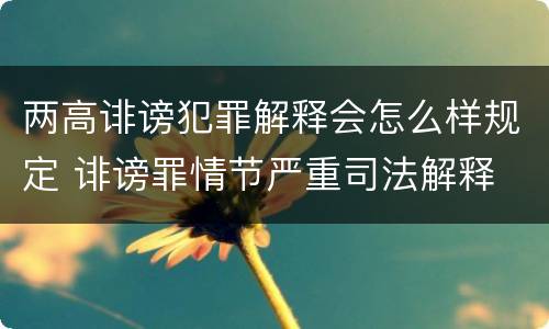 两高诽谤犯罪解释会怎么样规定 诽谤罪情节严重司法解释
