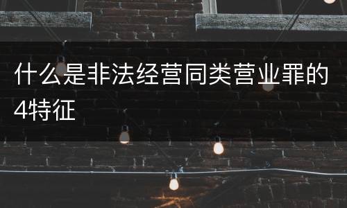 什么是非法经营同类营业罪的4特征