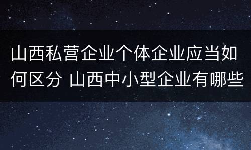 山西私营企业个体企业应当如何区分 山西中小型企业有哪些