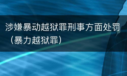 涉嫌暴动越狱罪刑事方面处罚（暴力越狱罪）
