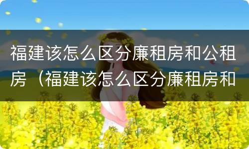 福建该怎么区分廉租房和公租房（福建该怎么区分廉租房和公租房呢）