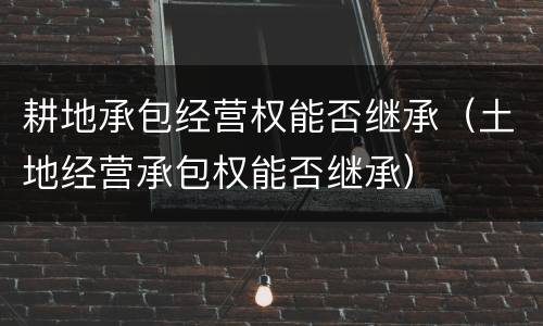 耕地承包经营权能否继承（土地经营承包权能否继承）