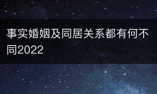 事实婚姻及同居关系都有何不同2022