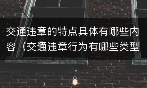 交通违章的特点具体有哪些内容（交通违章行为有哪些类型）