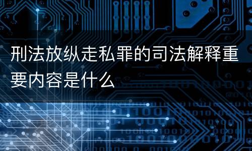 刑法放纵走私罪的司法解释重要内容是什么