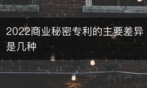 2022商业秘密专利的主要差异是几种