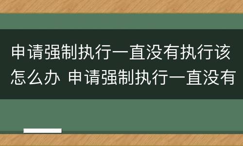 申请强制执行一直没有执行该怎么办 申请强制执行一直没有执行该怎么办呢
