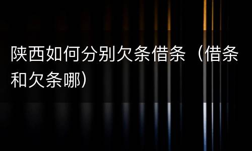 陕西如何分别欠条借条（借条和欠条哪）