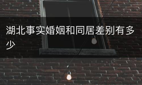 湖北事实婚姻和同居差别有多少