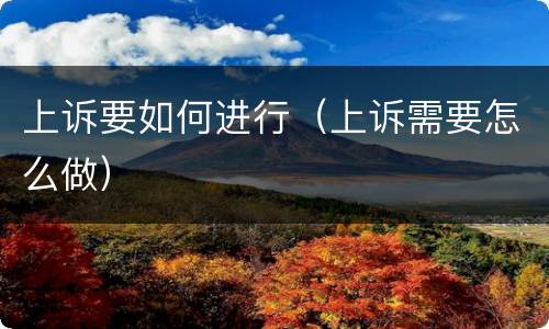 上诉要如何进行（上诉需要怎么做）