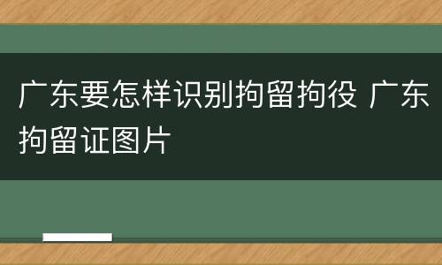 广东要怎样识别拘留拘役 广东拘留证图片