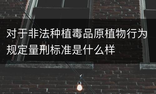 对于非法种植毒品原植物行为规定量刑标准是什么样