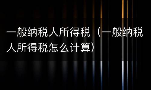 一般纳税人所得税（一般纳税人所得税怎么计算）