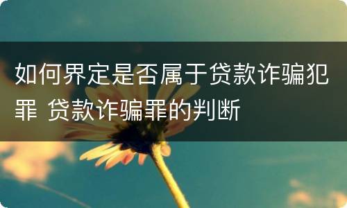 如何界定是否属于贷款诈骗犯罪 贷款诈骗罪的判断