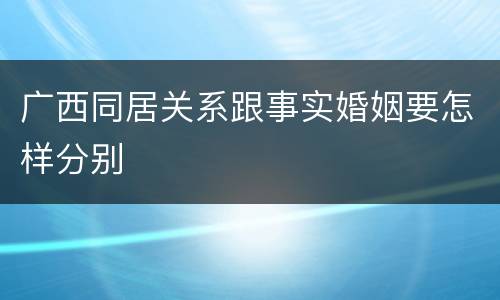 广西同居关系跟事实婚姻要怎样分别