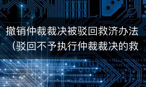 撤销仲裁裁决被驳回救济办法（驳回不予执行仲裁裁决的救济）