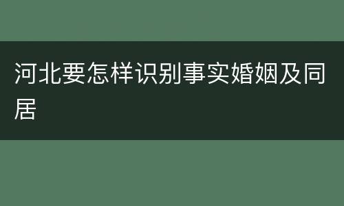 河北要怎样识别事实婚姻及同居