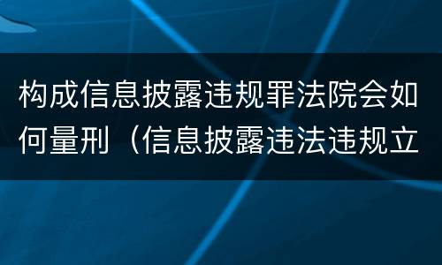 构成信息披露违规罪法院会如何量刑（信息披露违法违规立案严重吗）