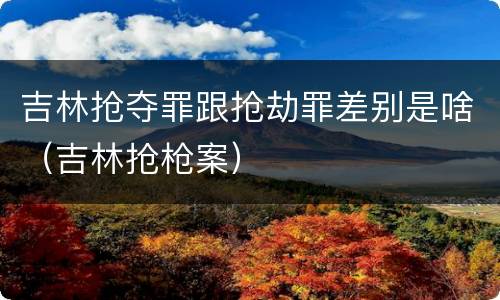 吉林抢夺罪跟抢劫罪差别是啥（吉林抢枪案）