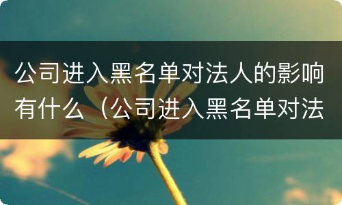 公司进入黑名单对法人的影响有什么（公司进入黑名单对法人的影响有什么好处）