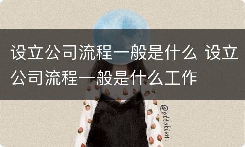 设立公司流程一般是什么 设立公司流程一般是什么工作