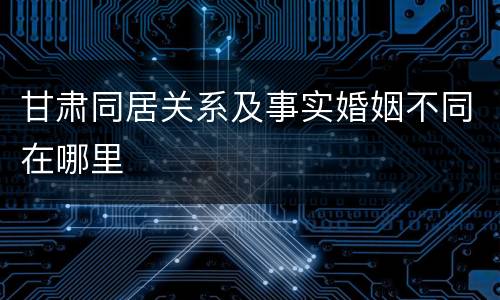 甘肃同居关系及事实婚姻不同在哪里