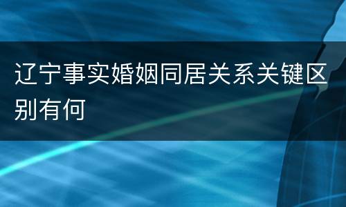 辽宁事实婚姻同居关系关键区别有何