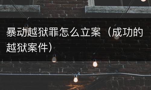 暴动越狱罪怎么立案（成功的越狱案件）