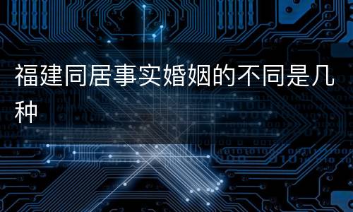 福建同居事实婚姻的不同是几种