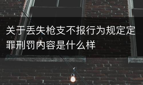 关于丢失枪支不报行为规定定罪刑罚内容是什么样