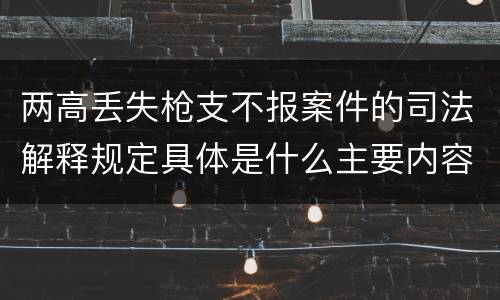 两高丢失枪支不报案件的司法解释规定具体是什么主要内容