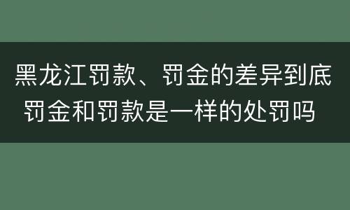 黑龙江罚款、罚金的差异到底 罚金和罚款是一样的处罚吗