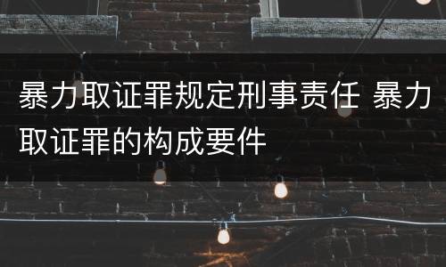 暴力取证罪规定刑事责任 暴力取证罪的构成要件