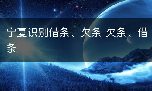 宁夏识别借条、欠条 欠条、借条