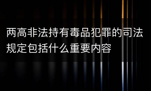 两高非法持有毒品犯罪的司法规定包括什么重要内容