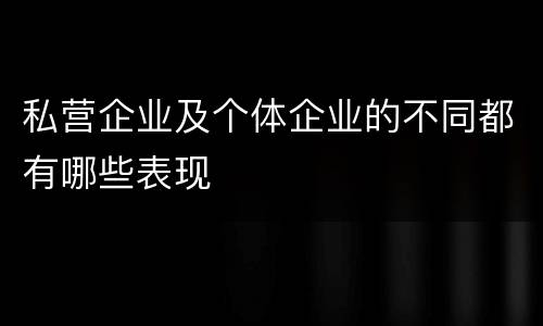 私营企业及个体企业的不同都有哪些表现