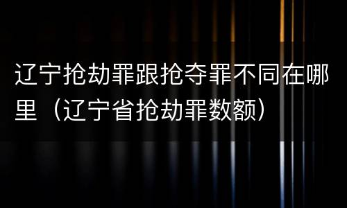 辽宁抢劫罪跟抢夺罪不同在哪里（辽宁省抢劫罪数额）