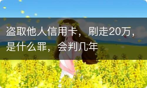 盗取他人信用卡，刷走20万，是什么罪，会判几年