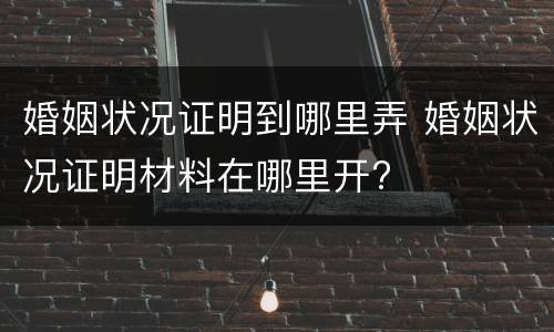 婚姻状况证明到哪里弄 婚姻状况证明材料在哪里开?