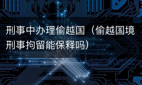刑事中办理偷越国（偷越国境刑事拘留能保释吗）