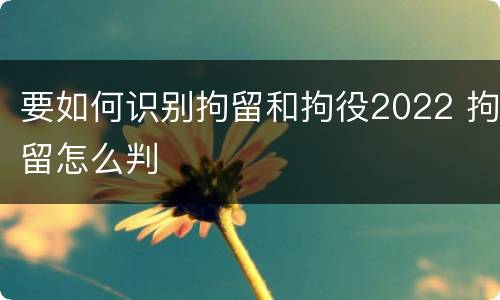 要如何识别拘留和拘役2022 拘留怎么判