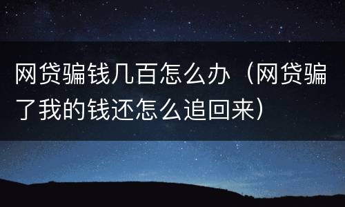 网贷骗钱几百怎么办（网贷骗了我的钱还怎么追回来）