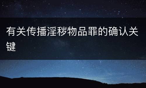 有关传播淫秽物品罪的确认关键