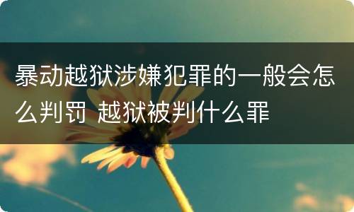 暴动越狱涉嫌犯罪的一般会怎么判罚 越狱被判什么罪