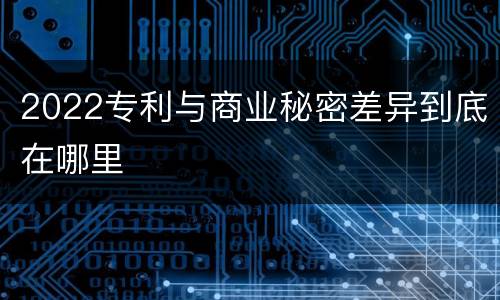 2022专利与商业秘密差异到底在哪里