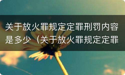 关于放火罪规定定罪刑罚内容是多少（关于放火罪规定定罪刑罚内容是多少条）