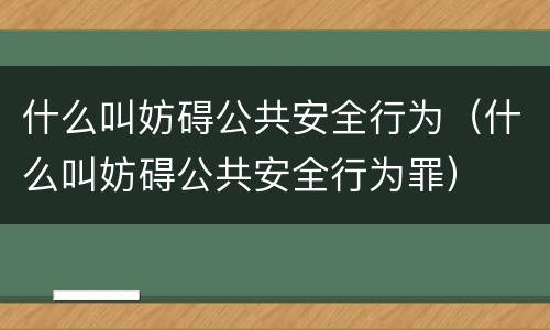 什么叫妨碍公共安全行为（什么叫妨碍公共安全行为罪）