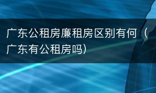 广东公租房廉租房区别有何（广东有公租房吗）